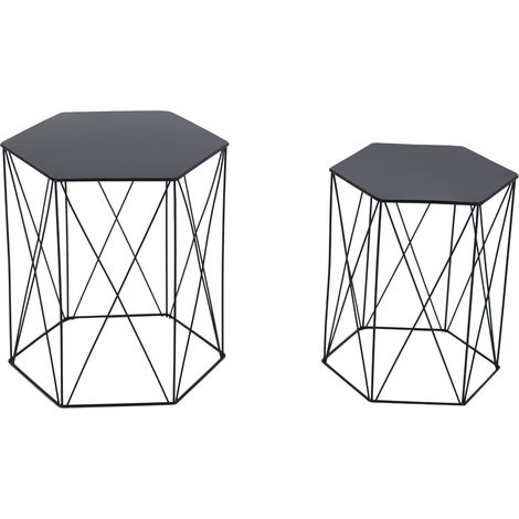 SVITA HARPA 2er-Set Beistelltische Couchtisch modern Schwarz