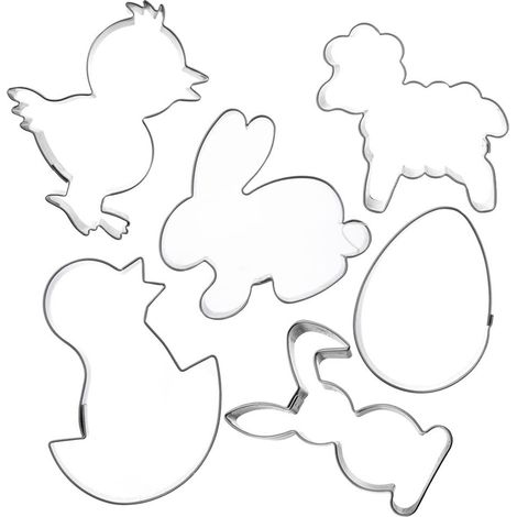Cortador de galletas de acero para confitería/pan de jengibre, Pascua, 6 piezas. (1/5)