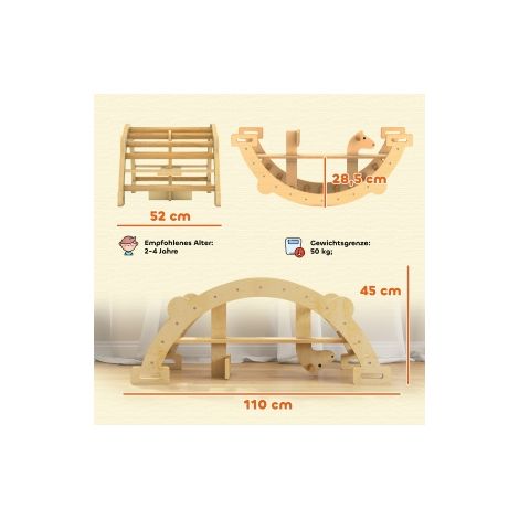 Structure d escalade Montessori pour enfant en bois naturel 2 en 1 avec arche évolutive pour chambre et salle de jeux (1/5)
