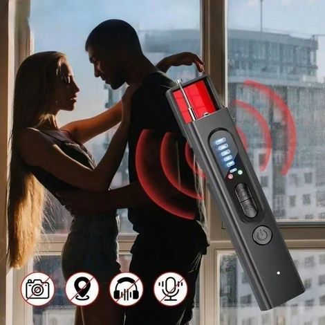 1 Détecteur portable anti-écoute : détecte les caméras cachées, signaux RF, traceurs GPS et dispositifs d'écoute, anti-espion, adapté pour voitures, maisons, hôtels, voyages et bureaux. (1/4)