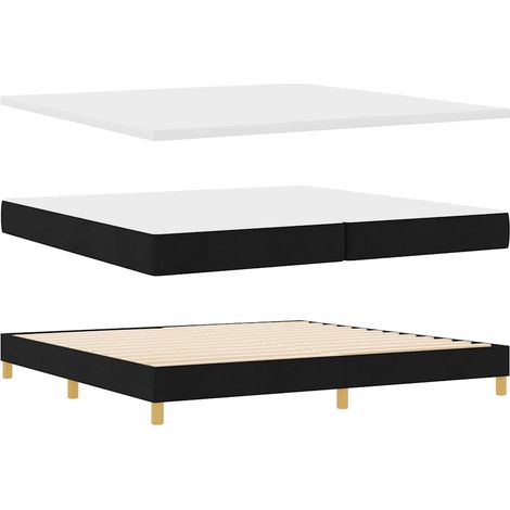 vidaXL Lit à ressorts avec tête de lit Noir 200 x 200 cm tissu (1/5)