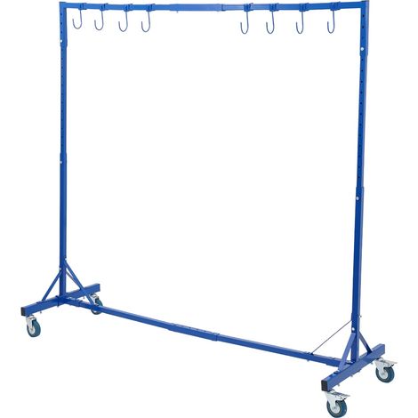 Support à Peinture Carrosserie, Hauteur Réglable 1,2-1,9m, Capacité de Charge 108 kg, 8 Crochets, 4 Roues Pivotantes, pour Séchage de Peinture Automobile, Ateliers de Réparation, Garage, Bleu (1/5)