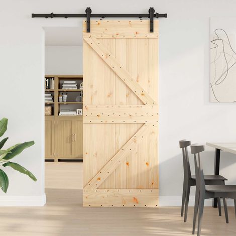 Puerta Corredera  Natural y negro 85 x 210 cm (152,5 cm)