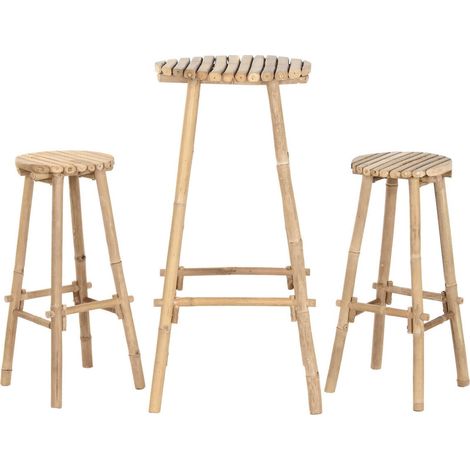 Ensemble table bar bambou ambiance tropicale terrasse jardin - Bambou naturel clair (1/5)