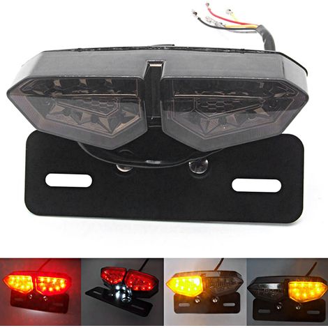 Phare arrière moto LED rétro multifonction - Clignotant et feu stop (1/5)
