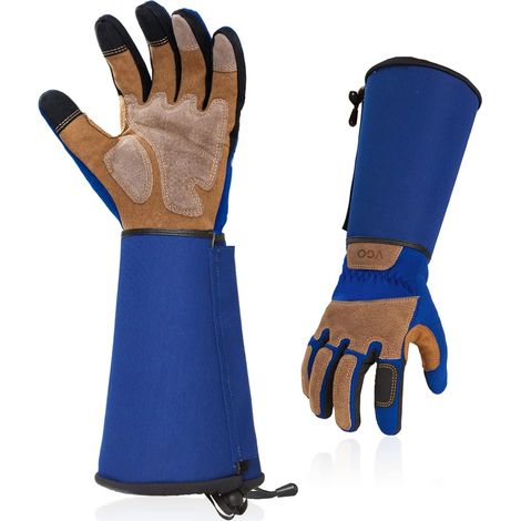 Gardening Gloves Men Women Pruning Gauntlet Long Sleeve Anti-Thorn Puncture Protection Long Forearm Touch Screen (SL7496, Blue, 7/S,1Pair) (1/5)