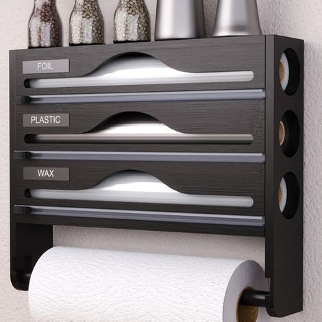 Distributeur de film plastique avec porte-essuie-tout, distributeur de film plastique et d'aluminium, avec coupe-film plastique (1/5)