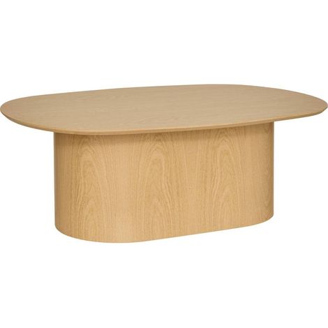 Table basse ovale coloris effet bois clair - Longueur 100 x largeur 70 x Hauteur 36,4 cm (1/4)