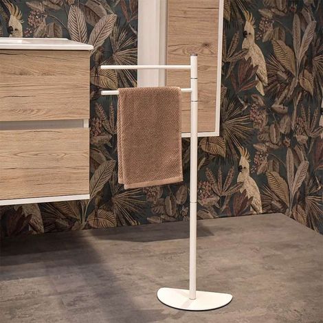 Piantana Portasciugamani da Bagno 2 Bracci Acciaio Cromo Feridras - Colore: Cromo (1/3)