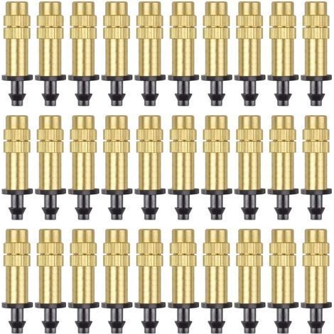 BUNTHAUS 30 Pièces Buse d'Atomisation en Cuivre Réglable Pulvérisateur d'Irrigation Goutte à Goutte 4 / 7mm Atomisation Micro Arroseur Équipement d'Irrigation Refroidissement Jardin Serre Légumes (1/5)