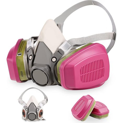 Demi masque respiratoire réutilisable pour peinture, poussière, gaz et vapeurs organiques avec filtres 60926 et lunettes pour résine époxy et polissage à la machine