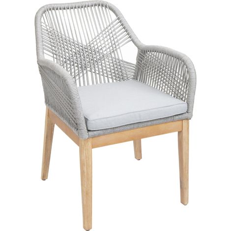 chaise de jardin HWC-H56b, fauteuil Outdoor chaise, résistant aux intempéries corde tressé (1/2)