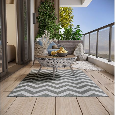 Alfombra exterior reversible 121x182 cm, plegable, de fibra plástica, gris claro (1/5)