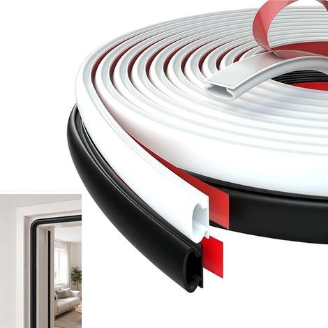 Door Window Seal Rubber Insulation TPE 6 m Sealing Tape for Door Seal, Sound Insulation Door and Protection Against Wind, Dust and Cold, Easy Installation (1/5)