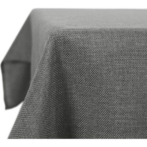 Nappe rectangulaire Anti Tache 130x220cm Nappe extérieurs Impermeable Jardin Nappe en Lin Nappe Lavable Gris Effet Tissu Protection de Moderne Table pour Noel, Anniversaires, Mariage, Fete (1/5)