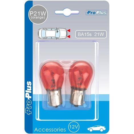 Lampadina per auto 12v 21w ba15s arancione 2 pezzi in blister (1/4)