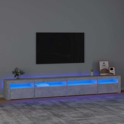 Meuble TV avec lumières LED Gris béton 270x35x40 cm (1/5)