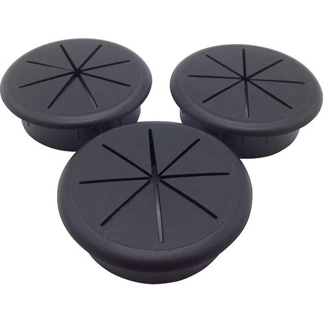 Lot de 3 passe-câbles souples en plastique noir de 60 mm de diamètre (1/5)