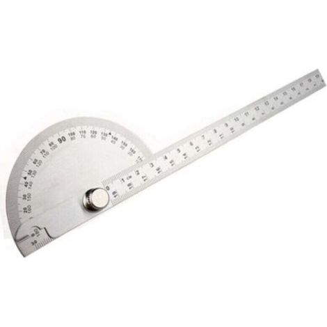 Règle d'angle de rapporteur simple en acier inoxydable, règle carrée mobile multifonctionnelle, argent 90x200mm (1/3)