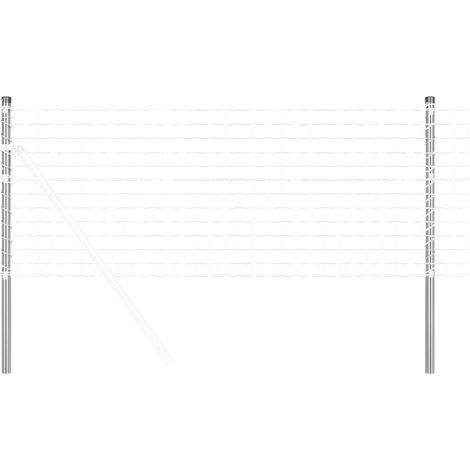 Poteau de clôture. 12 pcs Argenté 100 cm Acier peint par poudre (1/5)