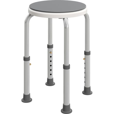 Tabouret de douche antidérapant, réglable en hauteur, pivotant à 360°, en aluminium