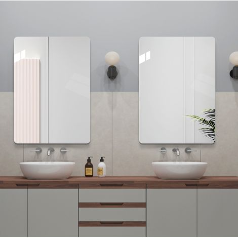 Specchio da bagno 58.0x78.0x8.5 cm, senza cornice, installazione orizzontale o verticale, vetro da 5 mm, argento (1/5)