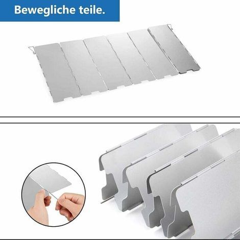 Wind Protection Réchaud à gaz pliable en aluminium Protection contre le vent Réchaud de camping avec 10 lattes en aluminium, Pare-vent pour réchaud de camping Grill extérieur-INHHU (1/3)