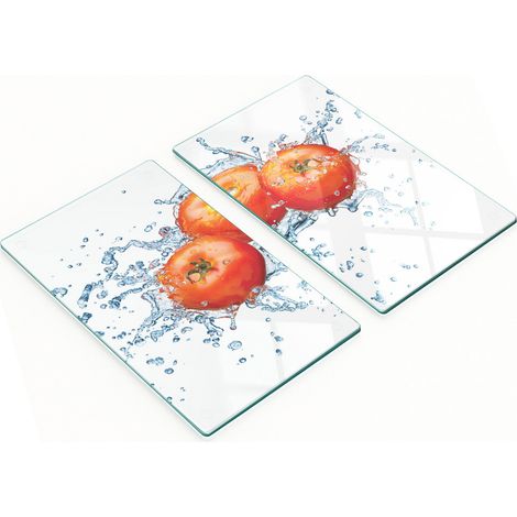 Tablas de cortar decorativas de vidrio templado con diseño de tomate y agua, 2x30x52 cm. (1/5)