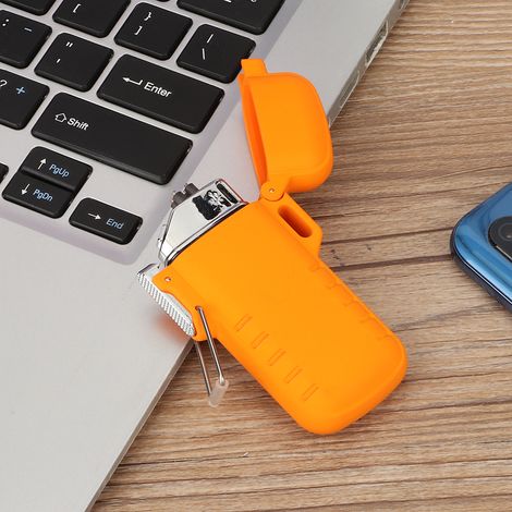 Briquet électronique étanche USB à double arc électrique, cadeau pour homme, orange (1/5)