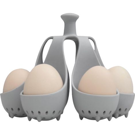 Utensilio de silicona para cocinar huevos, cocedor de huevos de silicona para huevos duros, cocina de 4 a 6 huevos a la vez, soporte para huevos pasados por agua, estante de almacenamiento de huevos d (1/5)
