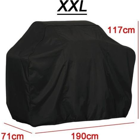 Taille XXL-190x117x71CM Housse de Barbecue étanche d'extérieur noire Weber housse de protection de gril robuste rond Rectangle pou (1/4)