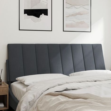 vidaXL Cabecero de cama acolchado Hanko terciopelo gris oscuro 137 cm (1/5)