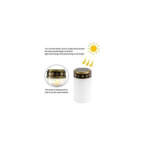Bougie Solaire Blanche Pour Tombes Éclairage LED Cimetière Lumière Extérieure 1 Pièce (1/4)