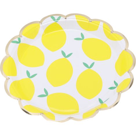 Lot de 10 assiettes d'anniversaire pratiques et mignonnes à motif citron, vaisselle jetable pour fête (1/5)