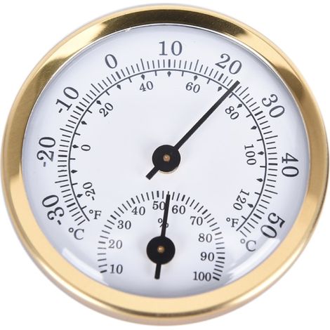 Thermomètre-hygromètre analogique d'intérieur doré (1/4)