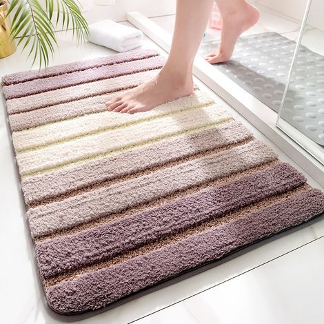 Tapis de bain antidérapant beige, 50 x 80 cm, ultra doux, lavable en machine et absorbant. (1/5)