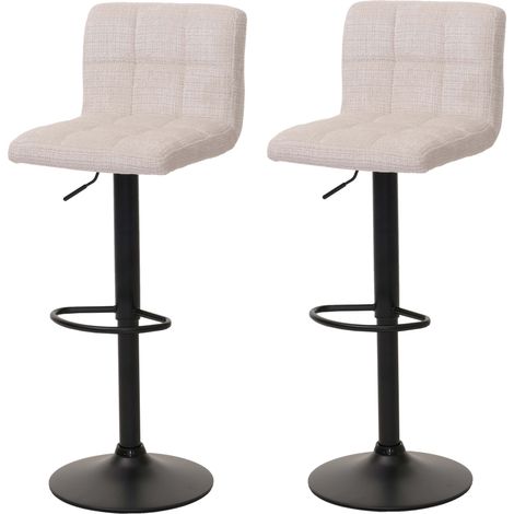 Set 2 sgabelli da bar HHG-847, sedia da bar, girevole e regolabile in altezza, tessuto ciniglia (465g/m²), avorio beige