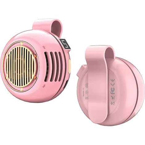 Mini ventilador sin aspas, diseño manos libres, función ajustable de 3 velocidades, color rosa. (1/2)