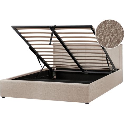 Ottoman Bed Boucle MONTLAUR 160 x 200 cm (EU King Size) Taupe