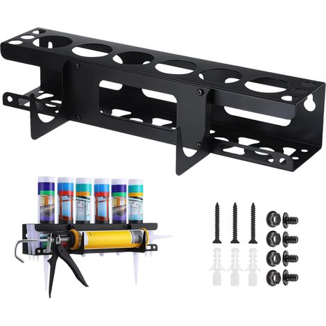 Polyvalent Support Aerosol, Support Cartouche Silicone Utilitaire, Support Mural pour Flacon Pulvérisateur, 6 Trous Pour Tubes en Silicone,Pot Rack Studio Pour Garage, Atelier et Maison