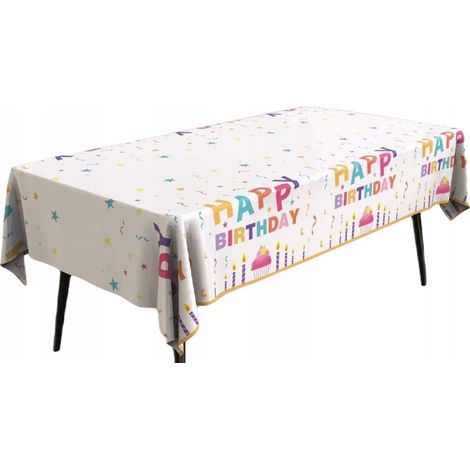 Tovaglia rosa metallizzata "Buon compleanno" 137x183 cm
