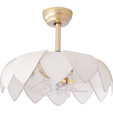 Ventilateur Plafond LED Doré 50 cm, Fandelier Fleur avec Télécommande, 6 Vitesses, Ventilateur Lumineux pour Chambre et Salon (1/5)