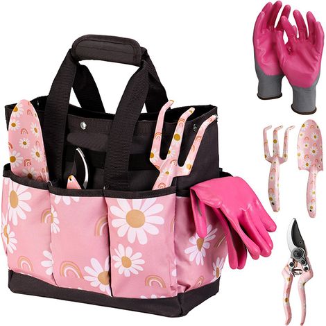 Ensemble de 5 outils de jardinage robustes en aluminium avec sac, cadeau idéal pour les jardinières (1/5)