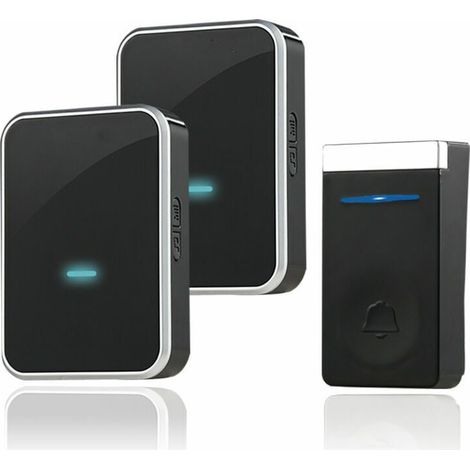 KZQ Sonnette Sans Fil, Sonnette de Porte Étanche Kit de Carillon Electronique avec 2 Récepteur Enfichables, 150M Gamme, 45 Mélodies au 4 Niveau de Volume pour Maison, Bureau, l'hôtel (1/4)