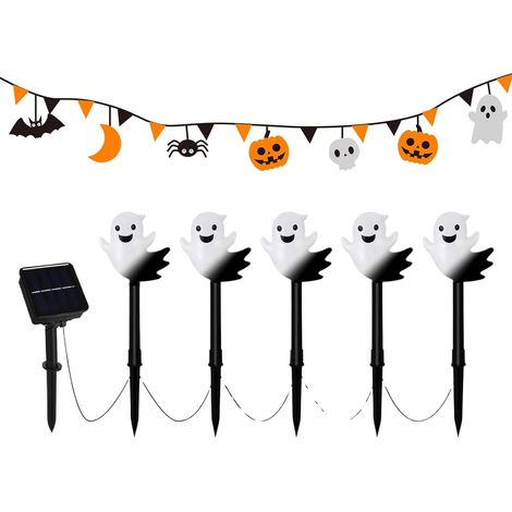 Pieu Solaire Halloween,5 Pièces Lumières de Piquet Fantôme Solaires (1/5)
