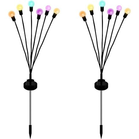 Lampada solare con 6 luci, luce fissa, luce variabile, lunghezza 75 cm, 2 coppie di luci decorative a forma di lucciola, impermeabile per uso esterno. (1/5)