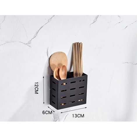 Etagère de cuisine, fixation murale sans perforation, étagère à épices ménagère, étagère à couteaux d'assaisonnement, étagère à éponges, produits de rangement (C étagère à baguettes en acier inoxydabl (1/5)