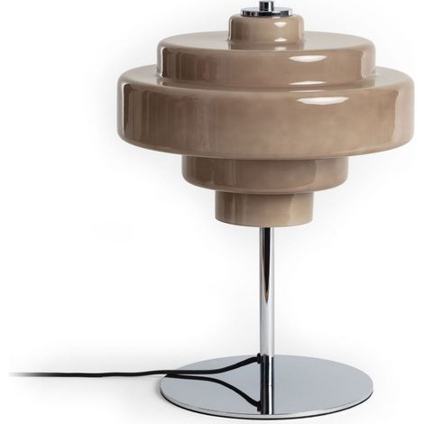 Lampe à poser en verre et métal - Taupe - Ella (1/5)