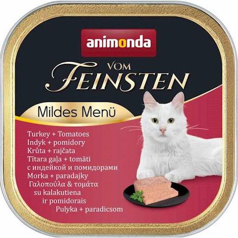 Animonda Cat Vom Feinsten Adulto - Menú Suave Alimento húmedo para gatos adultos - Bandeja de 100 g - Pavo y tomate 100 g
