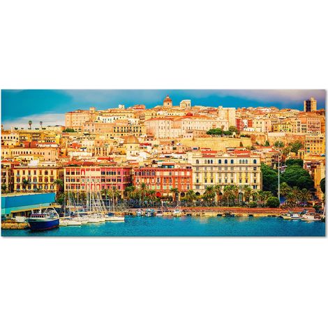 Lupia Quadro Moderno Canvas DEEP 65x143 cm CAGLIARI - PANORAMA GIORNO
